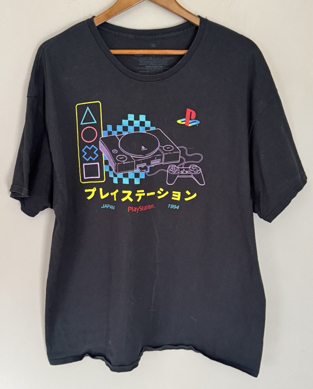 Sony Playstation Japan 1994 Logo Black T-Shirt Mens Size 2X 2XL XXL Reprint
